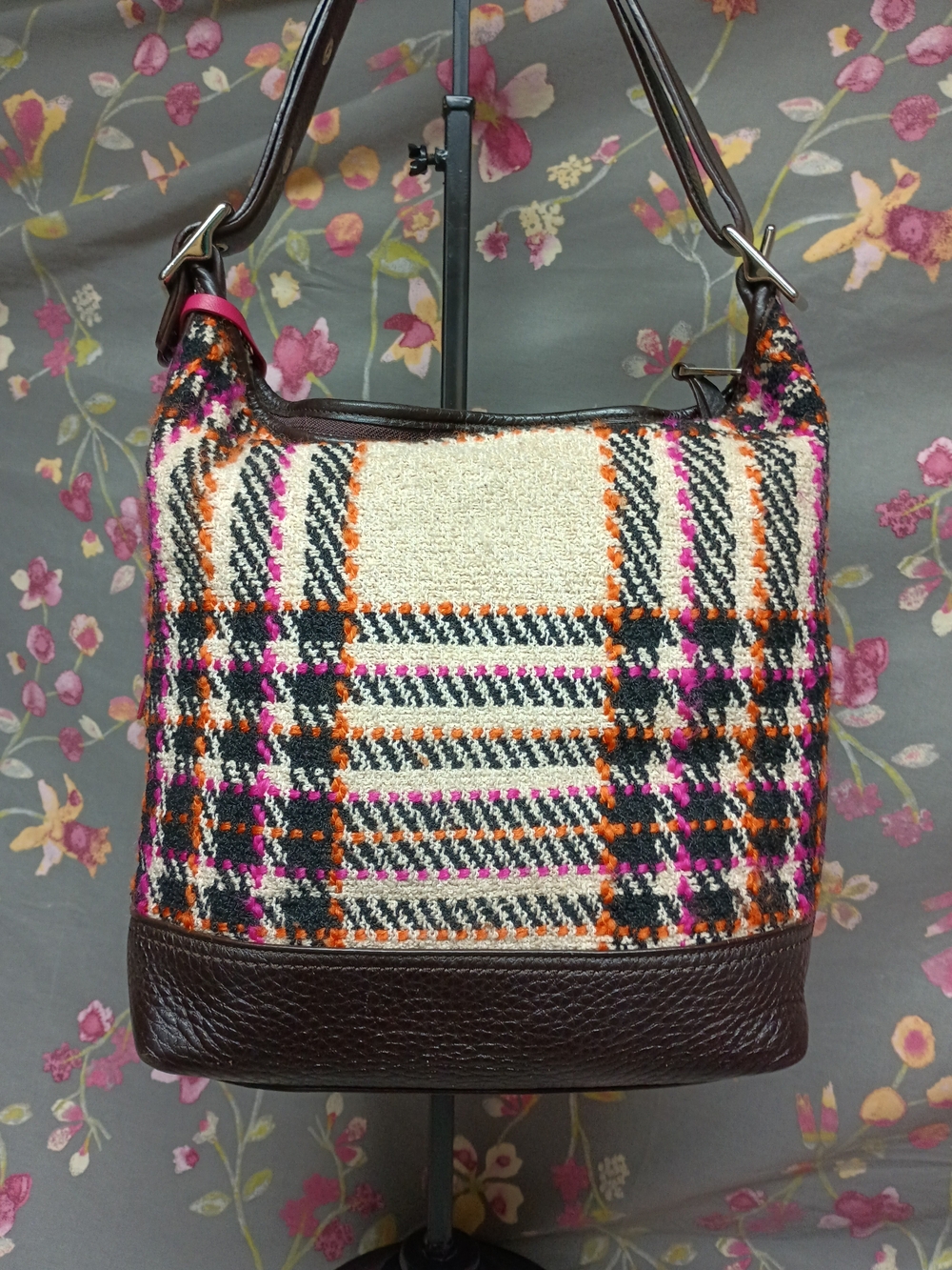 COACH Legacy Duffle Plaid Wool & Leather Hobo Bag 21146 - Picture 2 of 12